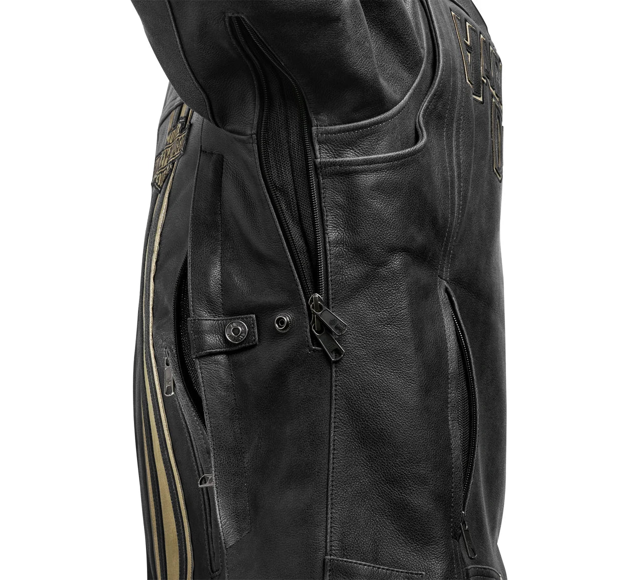 ZarJacketsEmpire heavyweight distressed cowhide leather biker jacket front view – ventilated touring jacket