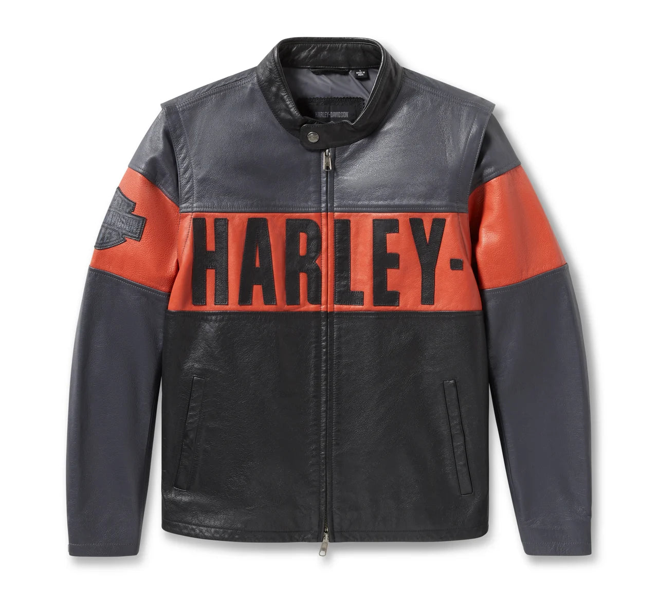 ZarJacketsEmpire men’s convertible cowhide leather jacket front view – sleeves on