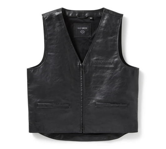 ZarJacketsEmpire men’s midweight cowhide leather vest front view – zip front utility vest