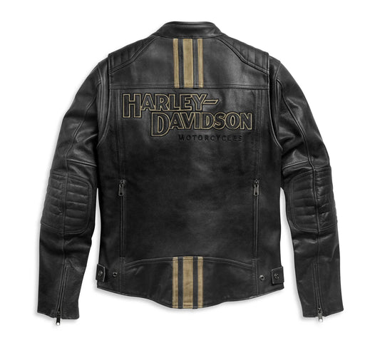 ZarJacketsEmpire heavyweight distressed cowhide leather biker jacket front view – ventilated touring jacket