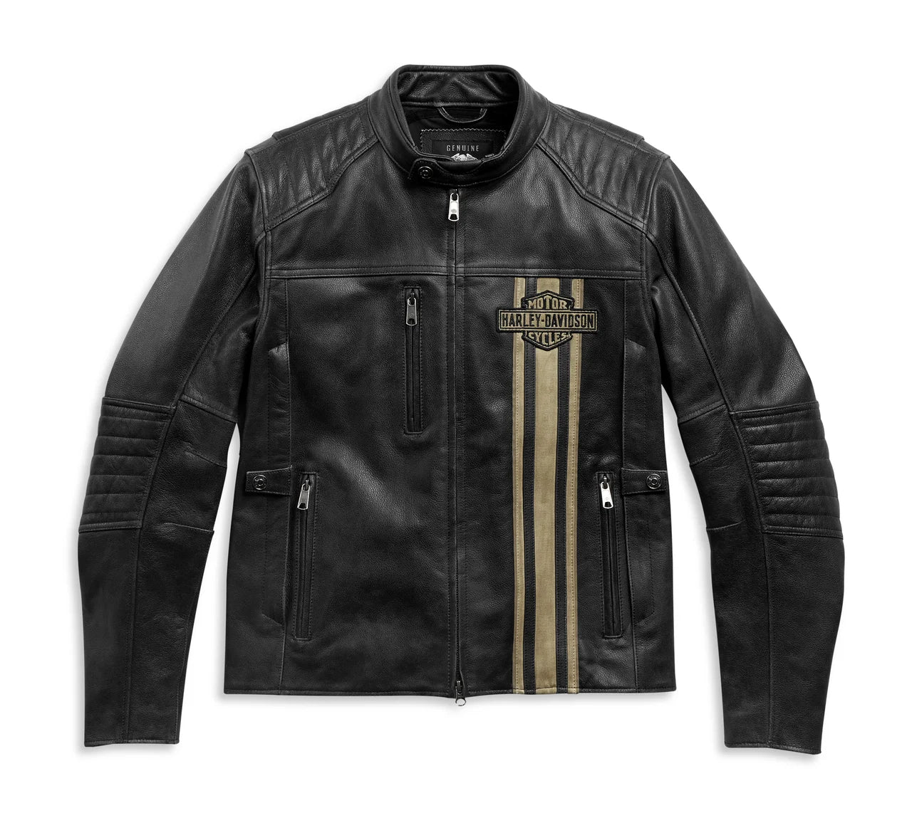 ZarJacketsEmpire heavyweight distressed cowhide leather biker jacket front view – ventilated touring jacket