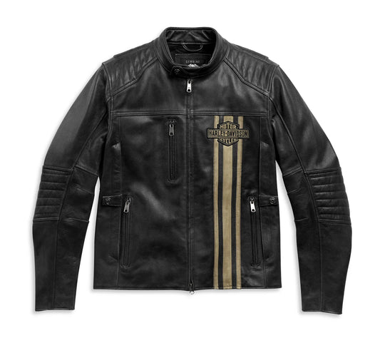 ZarJacketsEmpire heavyweight distressed cowhide leather biker jacket front view – ventilated touring jacket