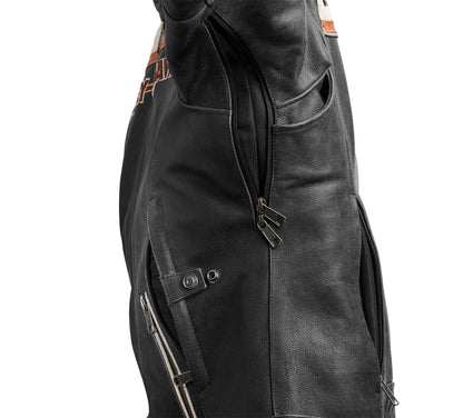 ZarJacketsEmpire women’s triple-vent cowhide leather riding jacket front view
