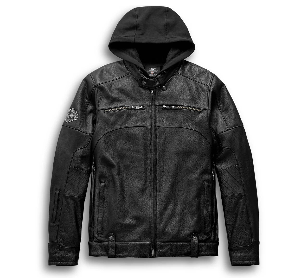 ZarJacketsEmpire men’s black 3-in-1 cowhide leather biker jacket front view