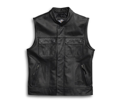 ZarJacketsEmpire men’s buffalo leather vest front view – durable utility vest