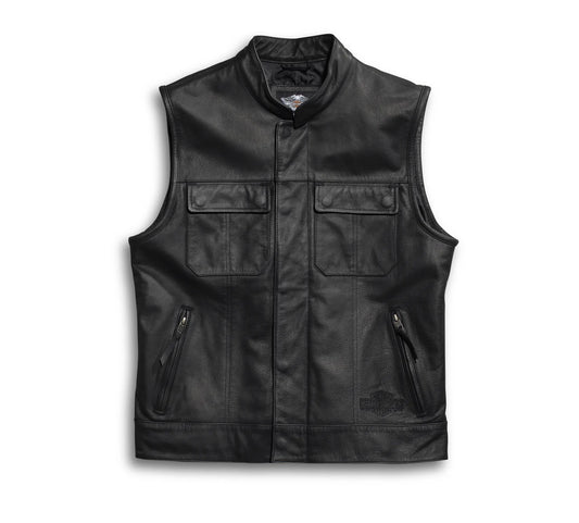 ZarJacketsEmpire men’s buffalo leather vest front view – durable utility vest