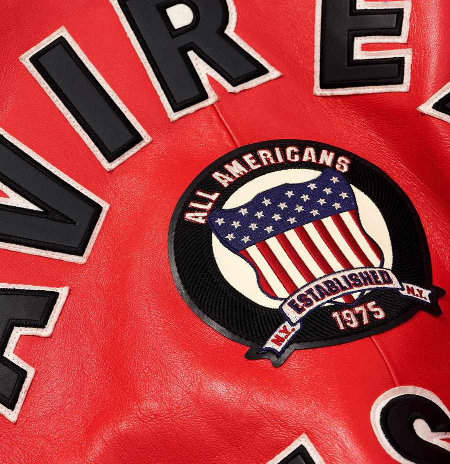 ZarJacketsEmpire Avirex Icon leather bomber jacket with logo patches and rib-knit trims