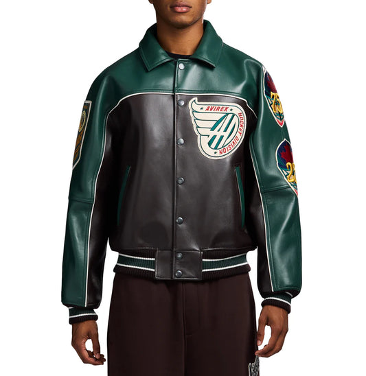 ZarJacketsEmpire Avirex Canadian Division leather jacket with hockey-inspired patches