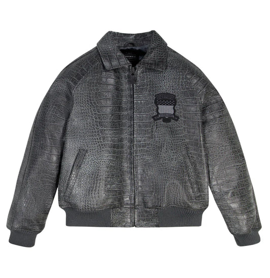 ZarJacketsEmpire Avirex limited-edition croc-embossed leather jacket with distressed texture and logo details