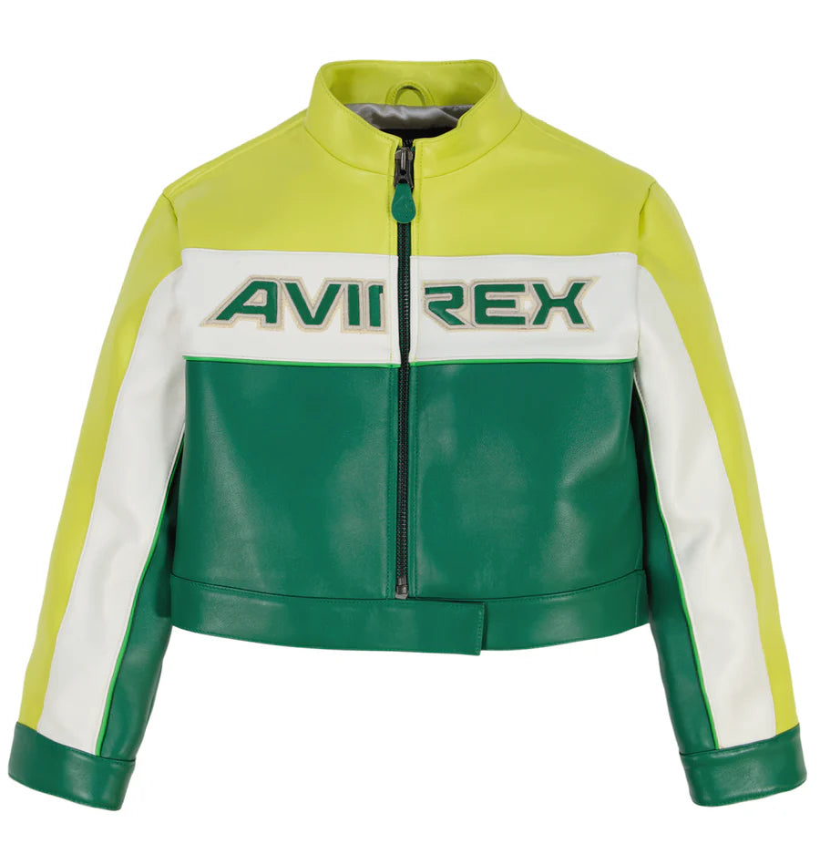 ZarJacketsEmpire Avirex cropped colorblock moto leather jacket for men
