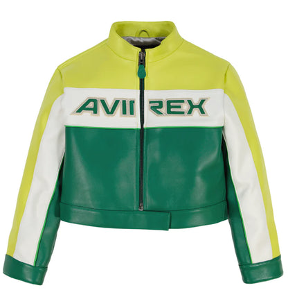 ZarJacketsEmpire Avirex cropped colorblock moto leather jacket for men